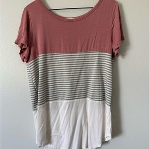 Striped Pink and White Women's Top
